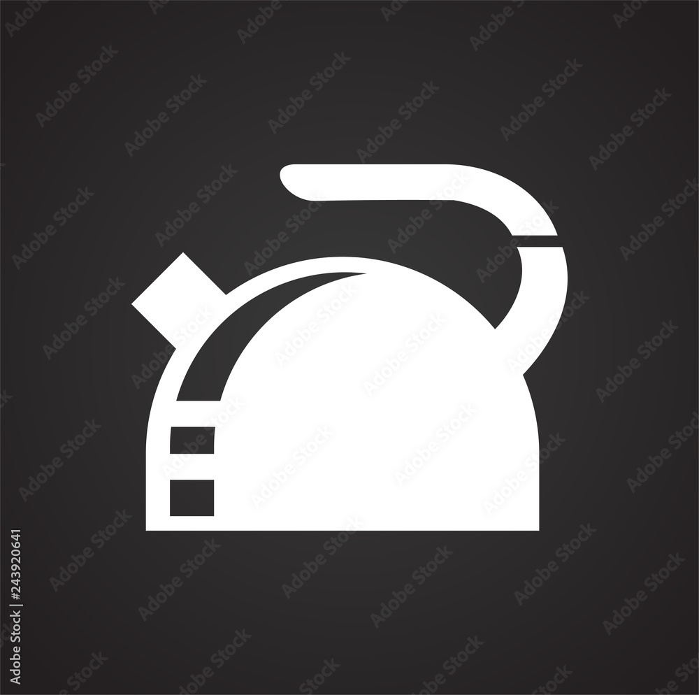 Poster kettle icon on black background for graphic and web design, modern simple vector sign. internet conc