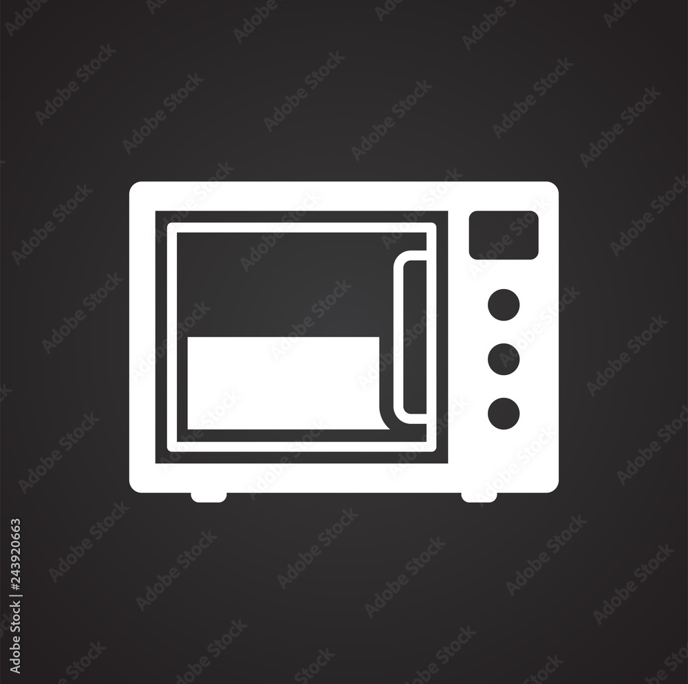 Poster microwave oven icon on black background for graphic and web design, modern simple vector sign. inter