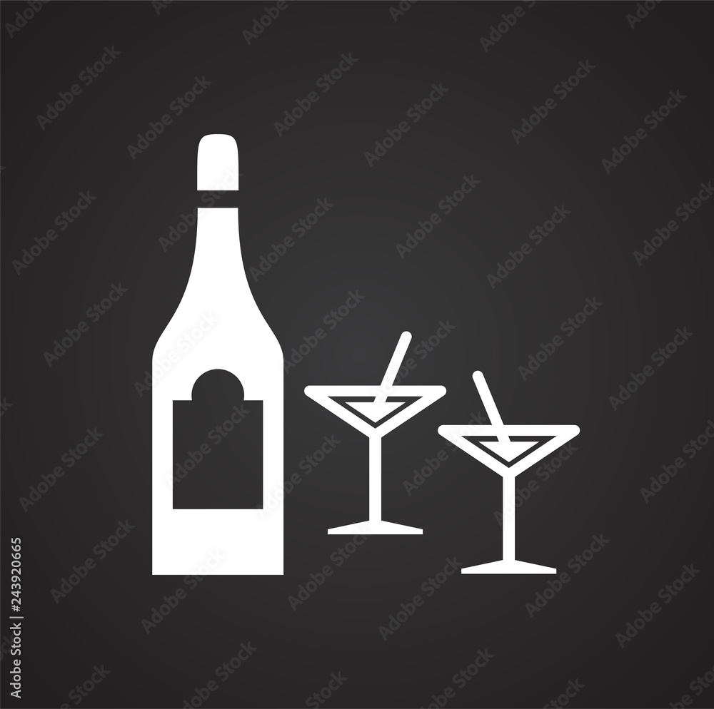 Poster beverage icon on black background for graphic and web design, modern simple vector sign. internet co
