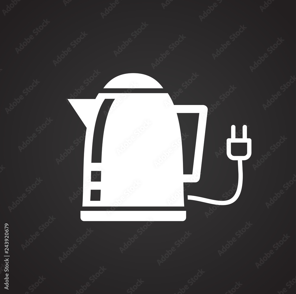 Poster kettle icon on black background for graphic and web design, modern simple vector sign. internet conc