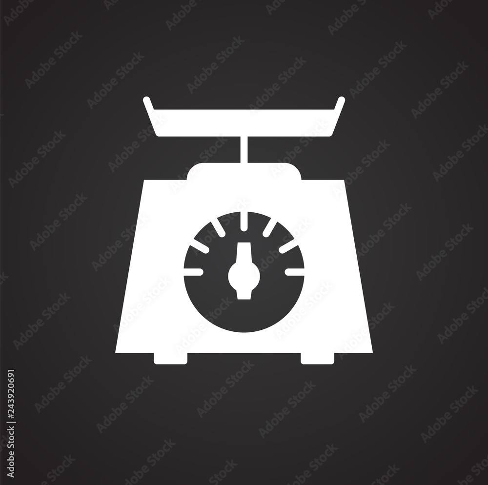 Poster scales icon on black background for graphic and web design, modern simple vector sign. internet conc
