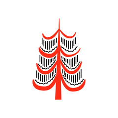 red and black fantastic fairy trees. National northen paintings. Folk handicrafts. Enchanting