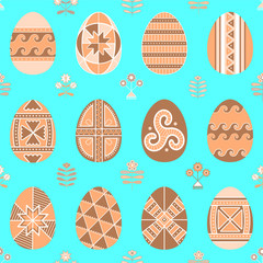 Easter eggs with folk naive ornament