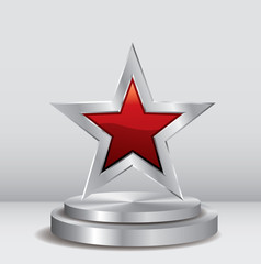 podium silver star red