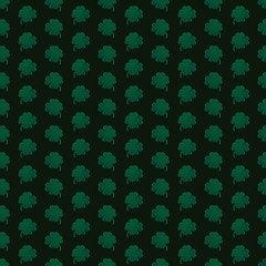 Green stripe shamrocks on black background. vector seamless pattern