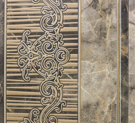 ceramic tile with abstract ornamental floral pattern