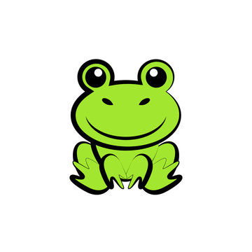 Beautiful silhouette design of a green frog on a white background
