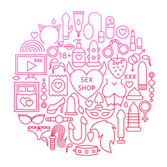 Fototapeta premium Sex Shop Line Icon Circle Design