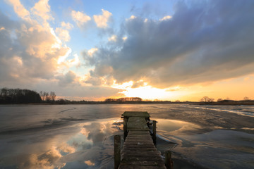 lake in beautiful winter scenery