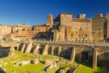 Fototapeta na wymiar Ruins of the Trajan Forum in Rome, Italy