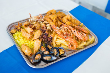 Crispy seafood platter Larnaca Cyprus