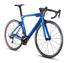blauwe carbon race sport weg racer fiets fiets racer geïsoleerd