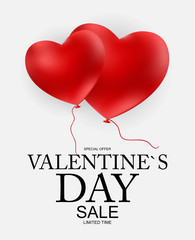Valentines Day Sale, Discont Card. Vector Illustration