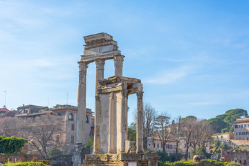 Fototapeta na wymiar Ancient ruins of Roman Forum in Rome, Italy.