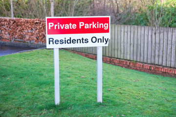 Private parking residents only sign