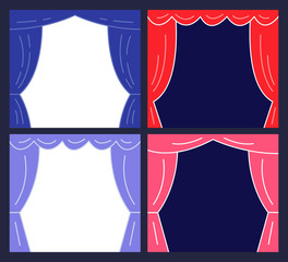 Stages with Curtains. Presentation or Announcement Design. Vector Illustration