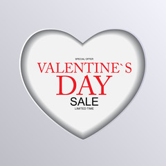 Valentines Day Sale, Discont Card. Vector Illustration