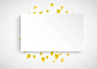 Valentine background with gold glitter hearts. 