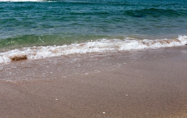 Closeup of Wave of the Sea on a Beach