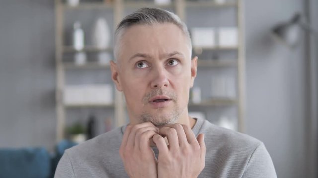 Confused Gray Hair Man Feeling Scared and Afriad