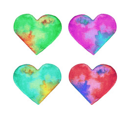 Tie dye watercolor hearts