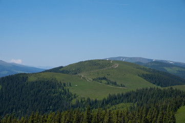 Naklejka premium Summer panorama in Cindrel Mountains, Romania