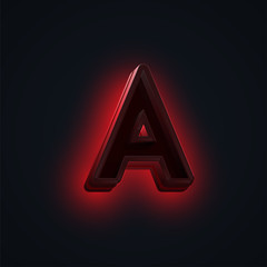 Red 'CLUB' neon lights character from a fontset, vector