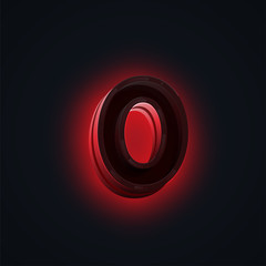 Red 'CLUB' neon lights character from a fontset, vector