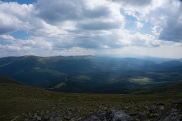 Summer panorama in Cindrel Mountains, Romania
