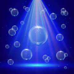 Stage illumination with spotlights and bubbles