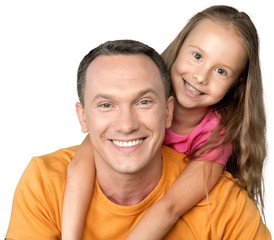 Portrait of a Father with Young Daughter on his Back