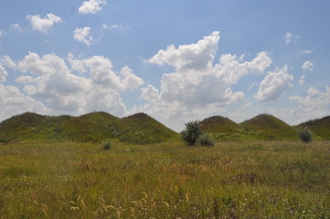 landscape with blue sky and clouds