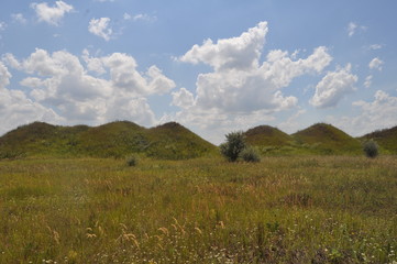 landscape with blue sky and clouds