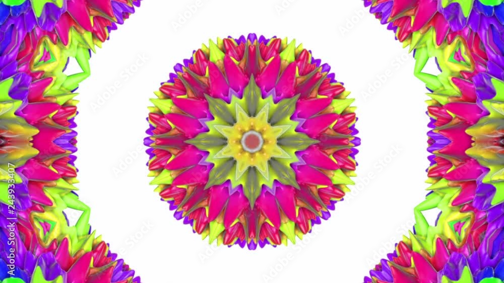 Poster multicolored animated pattern. abstract kaleidoscope background. 3d render