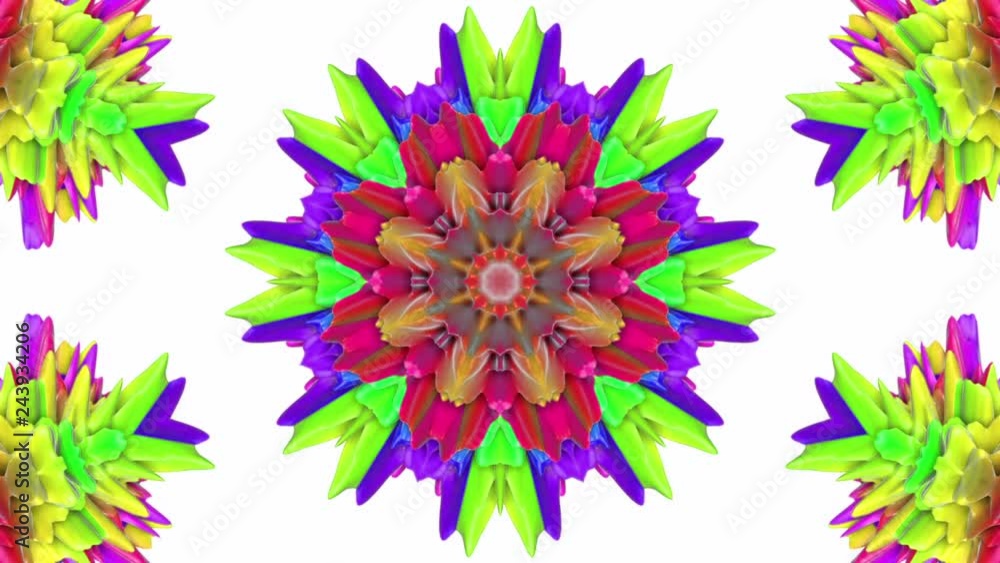 Aufkleber multicolored animated pattern. abstract kaleidoscope background. 3d render