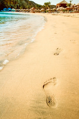 Obraz na płótnie Canvas Beautiful footprints on the beach in nature by the sea