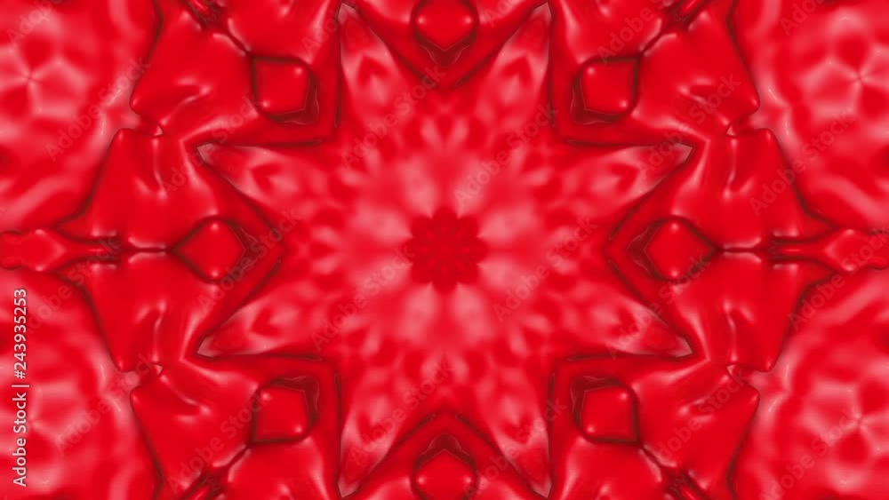 Poster red animated pattern. abstract kaleidoscope background. 3d render