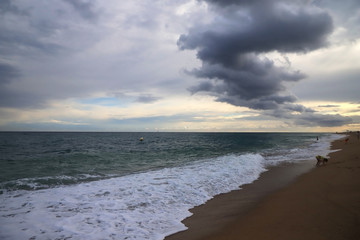 Beautiful sea view with unusual clouds.