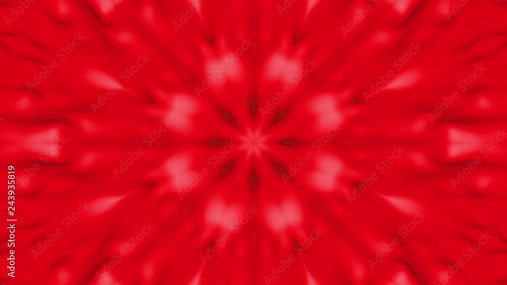 Poster red animated pattern. abstract kaleidoscope background. 3d render