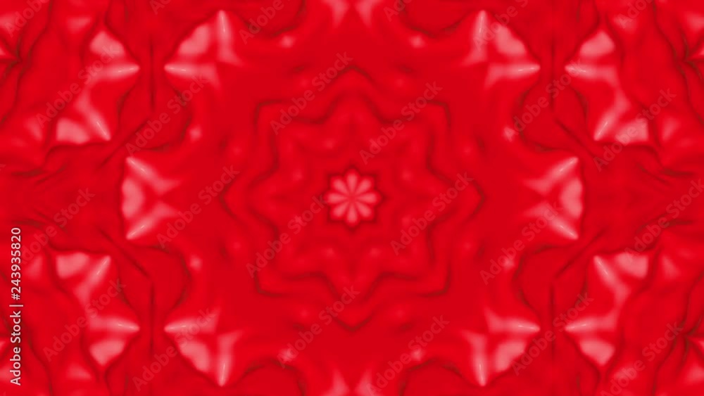 Poster red animated pattern. abstract kaleidoscope background. 3d render