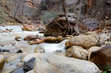 Beautiful Flowing River with Rocks 