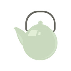 Beautiful colored teapot for brewing tea and boiling water. Teapot unusual shape.