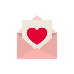 envelope of letter with heart isolated icon