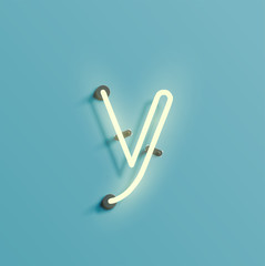 Realistic neon character from a fontset, vector