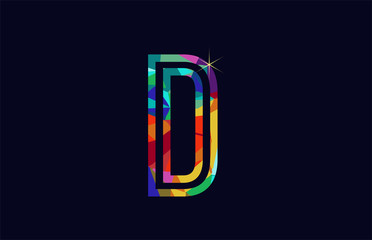rainbow colored alphabet letter D logo company icon design