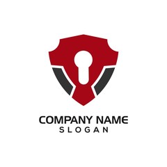 Modern shield with keyhole for security logo template or design resources