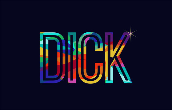 dick word typography design in rainbow colors logo