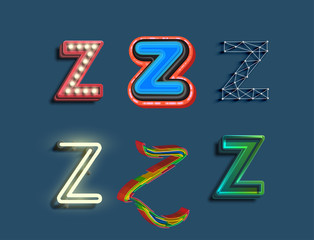 A character set of 6 different styled font, vector