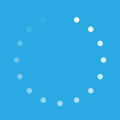 White round download sign isolated on blue background. Load icon. Data loading bar. Vector stock illustration