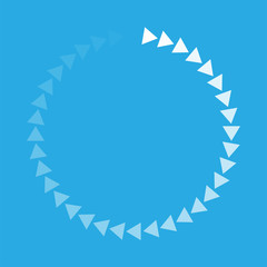 White round download sign isolated on blue background. Load icon. Data loading bar. Vector stock illustration